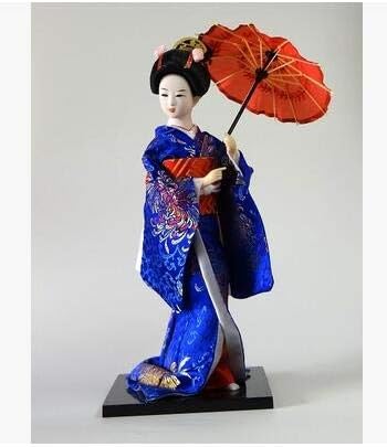 24 Types 30cm Oriental Japanese Silk furnishings Kimono Kabuki Geisha Doll Birthday/Xmas Hinamatsuri Girl's Day Gift (Grey,30cm)