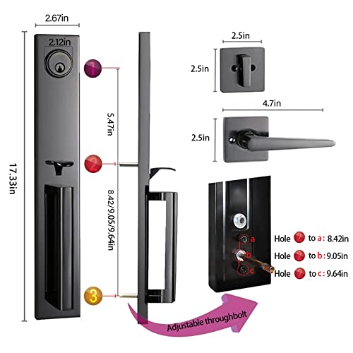 Hisafe Front Door Handle, Stainless Steel Double Door Lock Set, Right&Left Sided Door Handle Sets With 2 Keyed Alike Cylinder Deadbolt, Heavy Duty, 17.5'' Length Handleset, X-Mdhst2016Pw-Set #TOP2