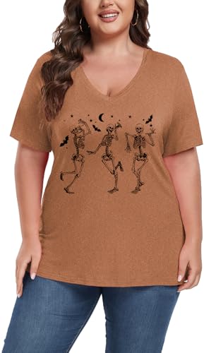 Image of ForHailey Women's Plus Size Short Sleeve Tee Shirt V Neck Basic Ladies Loose Fit T Shirt 1X-5X