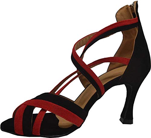 Chaussures de danse latine à talons évasés et lanières croisées pour femme
