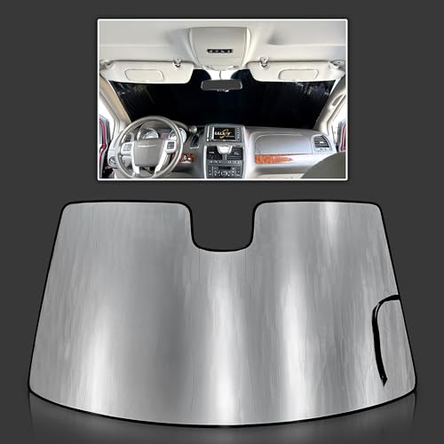 Custom Fit Windshield Sun Shade for 2008 2009 2010 2011 2012 2013 2014 2015 2016 2017 2018 Chrysler Town & Country Minivan, Insulated Sunshade Privacy Accessories Blockout UV Reflector Protection