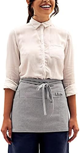 MEEMA Blue Half Apron with Pockets | Upcycled Denim and Cotton | Ideal for Restaurant Unisex Waitress Apron | 23X13 in, One Size Fits All