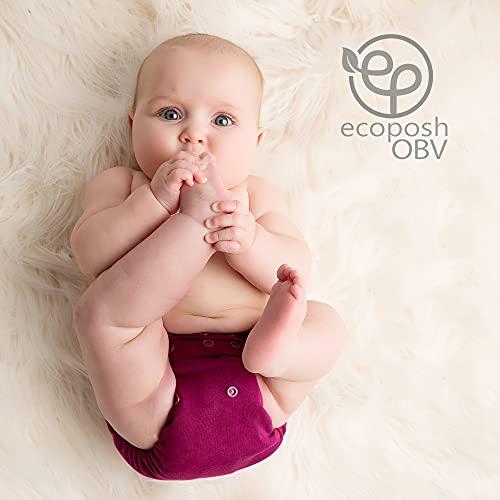 Kanga Care Ecoposh Obv Baby One Size Adjustable Absorbent Pocket Fitted Cloth Diaper For Heavy Wetter And Nighttime | Reusable, Washable, Organic Bamboo Velour, Eco | Boysenberry (Purple) 6-35+ Lbs #TOP6