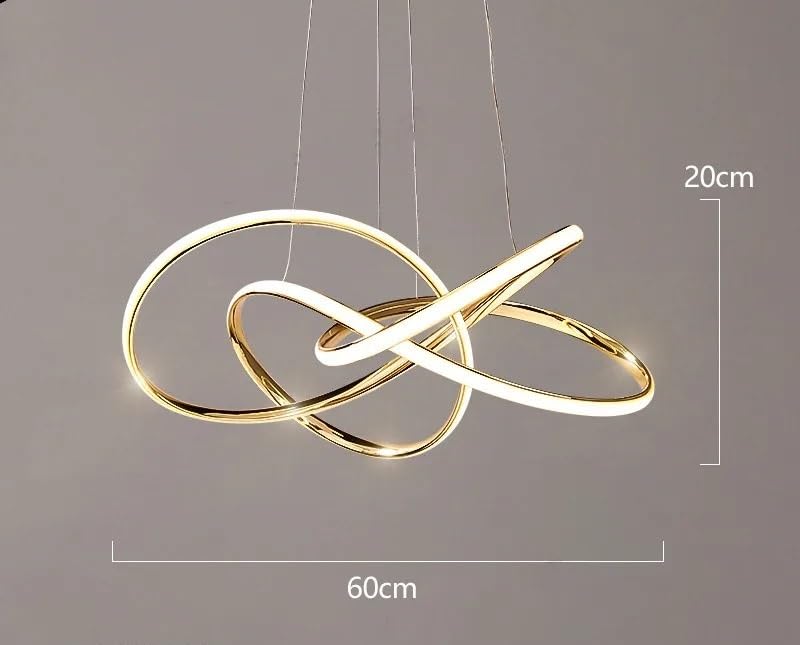 Plafonnier LED suspendu dore D60cm dimmable design nordique