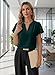 EVALESS Women's Dressy Casual Tops Business Work Blouses Ruffle Short Sleeve V Neck Shirts 2026 Summer Fashion Clothes Blackish Green 2XL