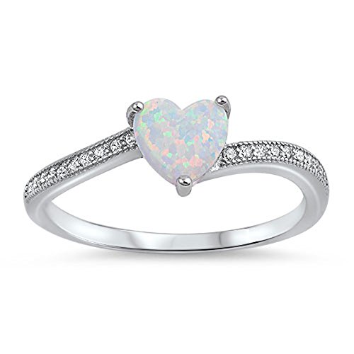 CHOOSE YOUR COLOR Sterling Silver Heart Promise Ring