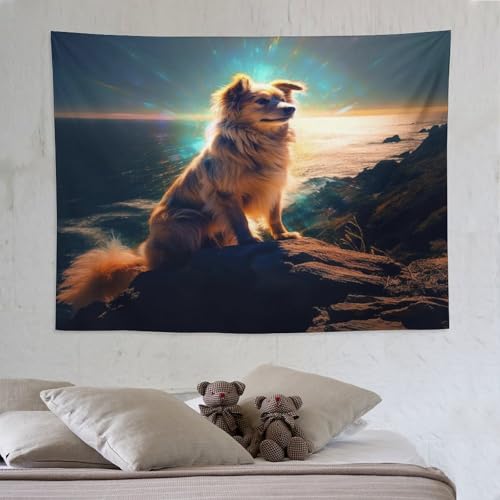 Tapisserie murale chien mignon 150x200cm pour habiller un mur vide