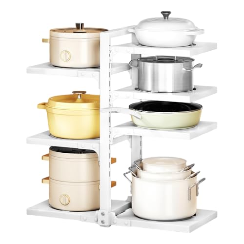 Image of HASTHIP Under Sink Organizer Assembly Multi Cooking Pot Holder Rack with 7 Panels Adjustable Carbon Steel Kitchen Organizer Kitchen Storage Rack for Pots,Pans