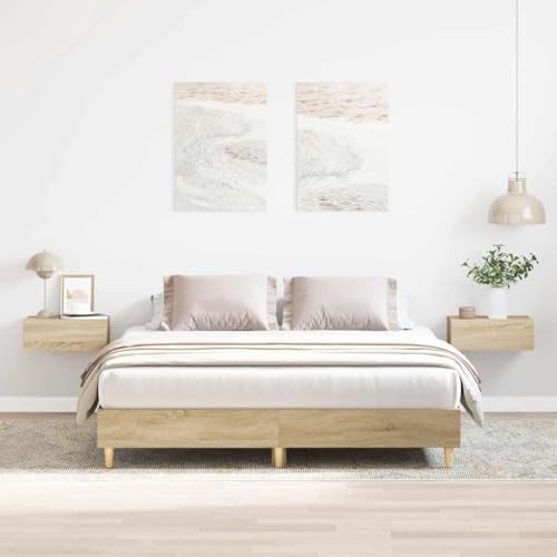 vidaXL Estructura de Cama sin colchón Madera Roble Sonoma 150x200 cm, Muebles de Dormitorio, Base de Cama, Cama Doble, Cama, armazón de Cama