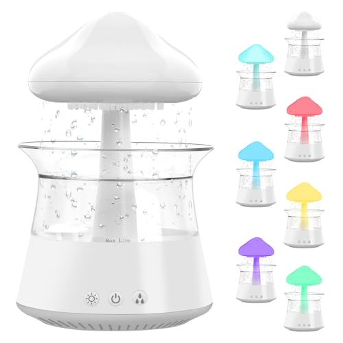 Focenat Humidificador Nube Lluvia 300ml, 3 Modos Humificadores para Habitacion con Luz de 7 Colores, Difusor Aceite, Humidificador Silencioso para Dormitorios y Oficinas, Ayuda a dormir y relajarse Focenat Humidificador Nube Lluvia 300ml, 3 Modos Humificadores para Habitacion con Luz de 7 Colores, Difusor Aceite, Humidificador Silencioso para Dormitorios y Oficinas, Ayuda a dormir y relajarse