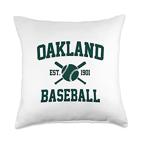 Oakland Baseball Athletic Vintage Sports Team Fan Throw Pillow
