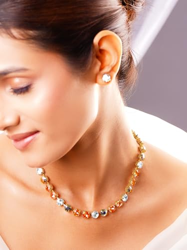 Image of Rubans Crystal Necklace Set Stylish Jewellery Gift for Women & Girls