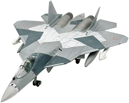 1/100 Su-57 Stealth Fighter Jet Model, Pre-Assembled Metal Diecast Military Airplane, Highly Simulation Aircraft Models for Collection or Gift.