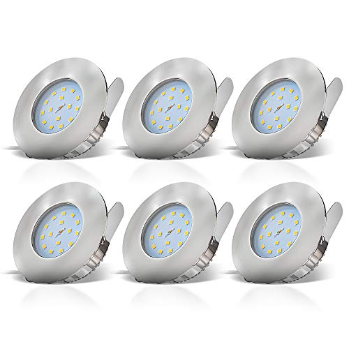 B.K.Licht LED Badeinbaustrahler 30mm Ultra Flach Inkl. 6x 5W LED Module IP44 6x400lm warmweiße Lichtfarbe
