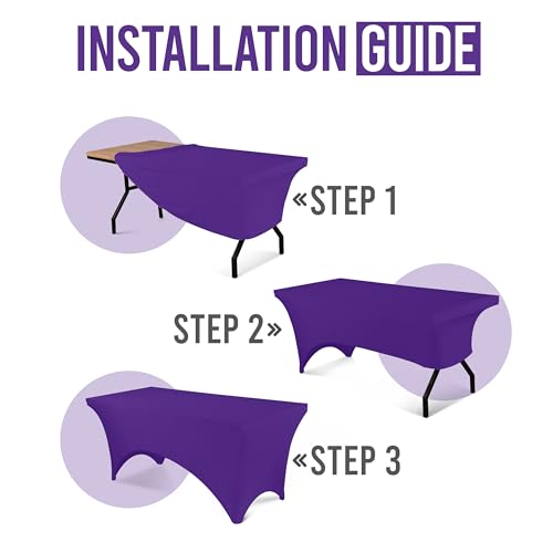 image for Utopia Kitchen 6ft Spandex Table Cloth Rectangle [2 Pack, Purple] 200G