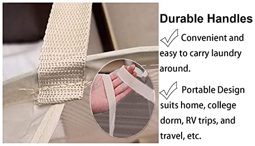 Image of Larpur Popup Mesh Laundry Basket, Collapsible and Portable Clothes Washing Laundry Hamper with Reinforced Carry Handle (Beige)