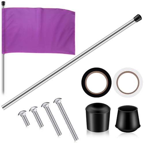 BreezeHug 10 Pack Color Guard Flag Set for Crafting Including Guard Tape Rubber Pole Cap Carriage Bolt Aluminum Pole for Honor Guards Drum Teams and Military Bands Competition Performance(Silver)