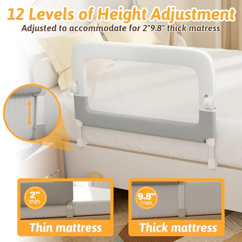 omzer Bed Rail for Toddlers - 32\" Baby Bed Rail Guard for Kids Folding Up & Adjustable Heights,Portable Toddler Bed Rails Barrier for Crib, Twin, Bunk,Full Size, Queen & King Bed