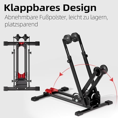 Urban Deco Verstellbarer Fahrradständer, Fahrradständer Boden, Fahrradständer Rennrad,geeignet für Rennräder & Mountainbikes, verstauen
