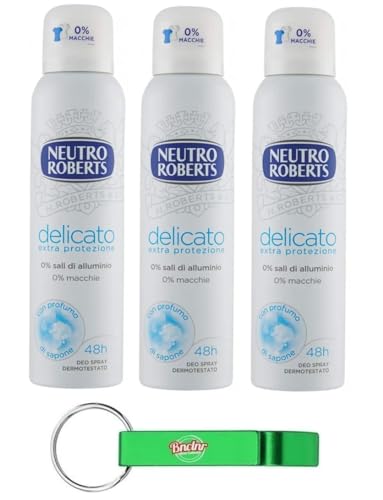 Neutro Roberts Deodorante Spray Delicato – Deodorante Spray – Profumo di sapone 150 ml + Beni Culinari Portachiavi gratuito