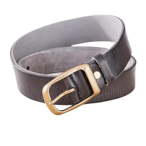 Men's Vintage Copper Pin Buckle Belt Top Layer Cowhide Thickening Long Size Genuine Leather Belt Gift