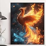 5D ダイヤモンドアート, ビーズアート ファイアフェニックス Diamond Painting DIY ハンドメイド キット 全面貼り付け ラウンド Diamond Painting 手作り絵画 初心者 ホームオフィスの壁の装飾用 動物 135x100cm -hjw25088Z