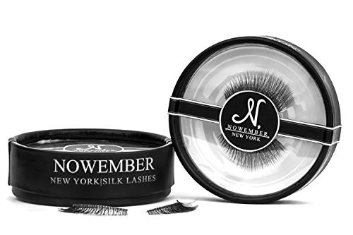 Nowember New York False Fake Eyelashes Made Of Silk, 100% Animal Cruelty-Free, Natural Looking, Lightweight, Easy To Use (1 pair)