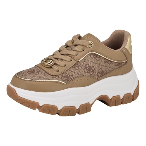 Guess Damen Berrett Sneaker, Light Natural Logo 111, 38 EU