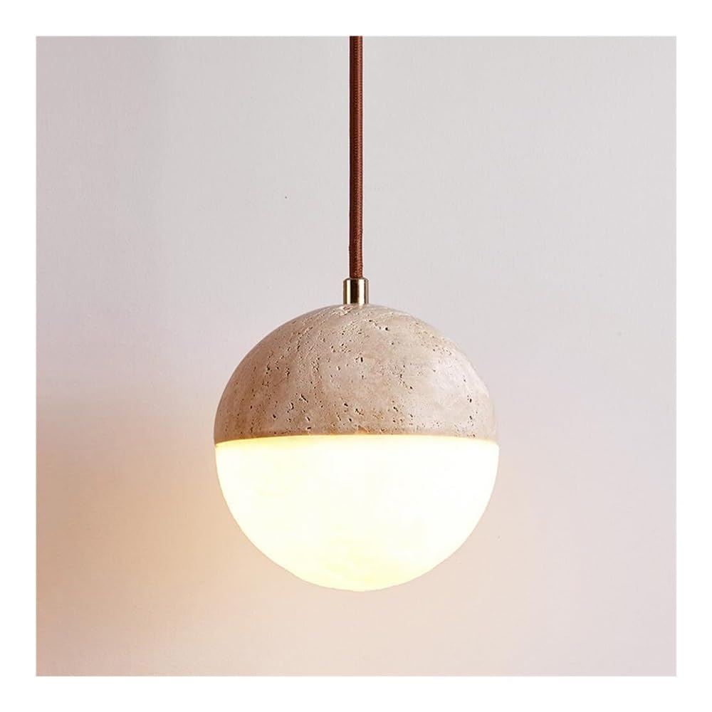 Lustre moderne en marbre précieux et suspension lune 3D au fini haute couture