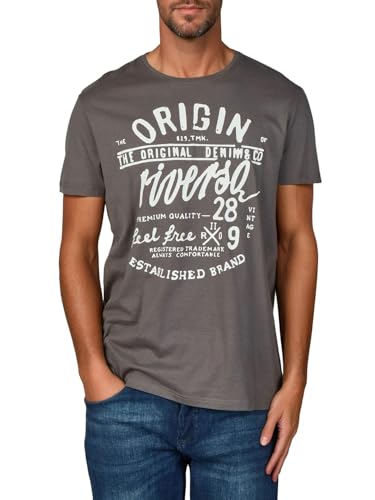 riverso Tshirt Herren Baumwolle Regular Fit RIVLeon 4er Set Pack Rundhals Kurzarm Sommer Tee Shirt Print, Größe:3XL, Farbe:Farbmix 5 – Ansicht 3