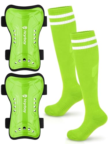 Hryrbay Kids Soccer Shin Guards and Socks Toddler Youth Soccer Shin Pad Set