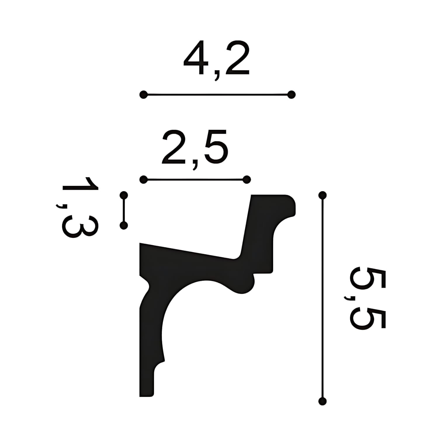 Orac Corniche C323 200 cm x 4,2 cm x 5,5 cm Mousse de polyuréthane rigide prétraité