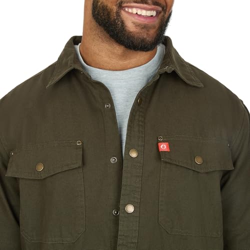 The American Outdoorsman Polar Fleece Lined Canvas Shirt Jacket for Men - Features Double Chest & Lined Hand Warmer Pockets2