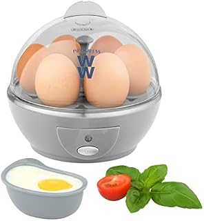 Progress by WW EK5255WW Electric Egg Cooker with 2 Poachers, 6 Egg Capacity, Soft or Hard Boiled, Poached, Breakfast, Brunch, Egg Piercer, Power On Button, 430 W