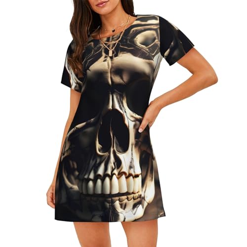 Chemise de nuit squelette femme manches courtes | Robe de détente maison