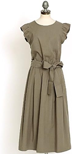 Amazon Co Jp サクラ Sacra Sh Lyocell Cotton Twill リヨセルコットンツイルフリルスリーブワンピース 0 Khaki 38 レディース 服 ファッション小物