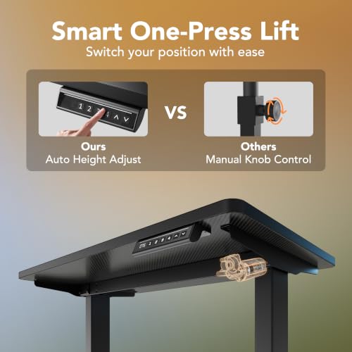 Image of HUANUO 55x28 Inch Electric Standing Desk, Adjustable, Carbon Fiber Black