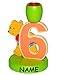 Produktbild alles-meine.de GmbH Kerzenhalter - 6. Geburtstag -  Teddy  - incl. Name - aus Holz - Zahl 6 - für Kerzen - Kinder bunt - Kerzenständer zum Aufstellen - Geburtstagszahl - Geburt..