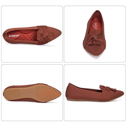 Image of Frank Mully Women's Casual Loafer Flats Slip On Loafer Shoes Comfortable Knit Flat Shoes Classics Pointy Toe Loafer Flats,for Work,Travel