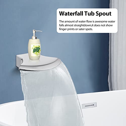 Midanya Polished Chrome Tub And Shower Faucet Set With 8 Inch Rain Shower Head And Waterfall Tub Spout Wall Mounted Rough-In Valve And Trim Kit Included Bathroom 2-Function Shower System Mixer Combo #TOP2