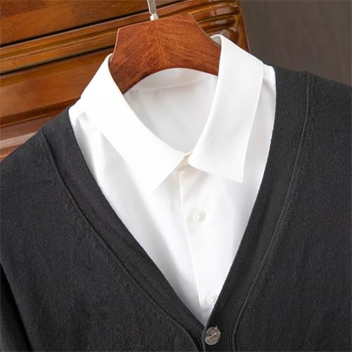 Men's Spring Knitwear Sweater Cashmere Cardigan Solid Color V-Neck Single Breasted Loose Cardigan2