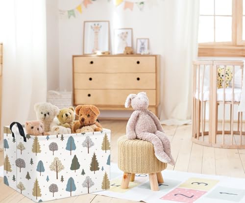 Image of Rectangular Kids Storage Bin Gift & Baby Organizer Shelf Book Basket Room Decor (Grey Tree)