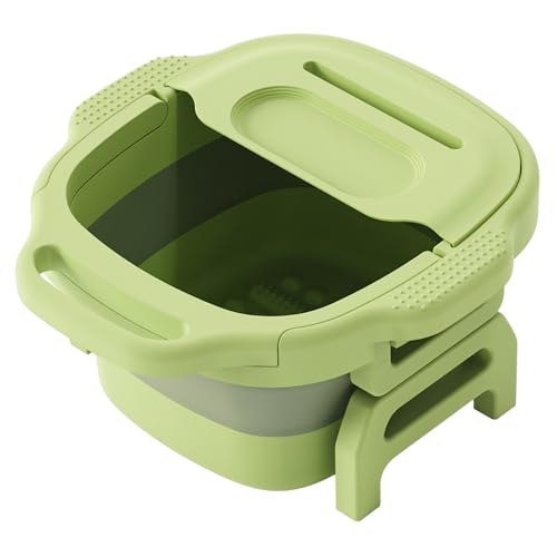 Lavabo para pies plegable verde de 8.66 pulgadas con nodos de masaje para baño portátil
