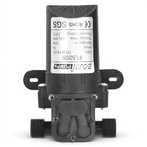 12V 36W Self-Priming Diaphragm Water Pump with Pressure Switch, 3.5L/min 73PSI for RV, Spray Paint, and Ceramic Industry