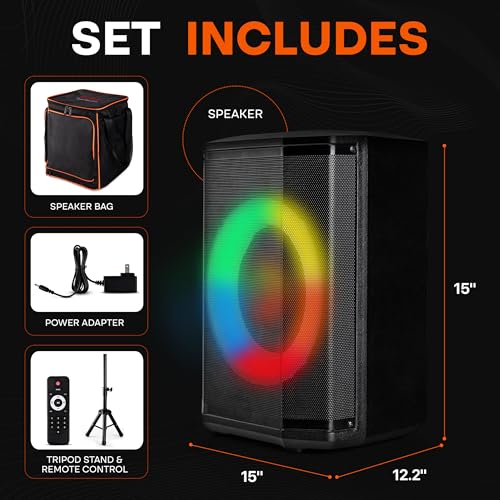 Pyle Audio Bluetooth Party Speaker - Big Speaker with True Wireless Stereo System - Enjoy Powerful Bass and Clear Treble - Party Bluetooth Speaker with Carry Bag and Tripod - Model PPHP868STBG 120W