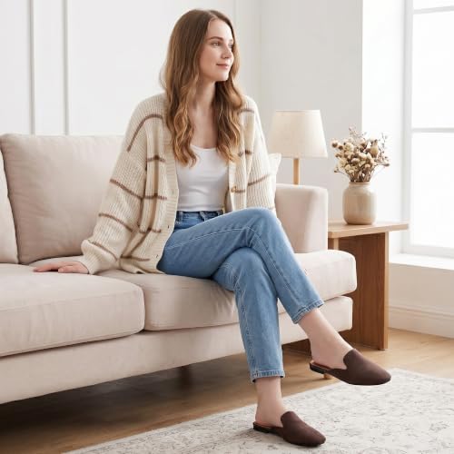 Image of Ecetana Mules for Women Flats Shoes: Comfortable Slip On Casual Work Slides Round Toe Backless Loafers