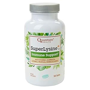 Quantum Health SuperLysine+ Advanced Formula Immune Support Supplement Lysine 1500 mg, Vitamin C Echinacea Licorice Bee Propolis & Odorless Garlic Daily Wellness Blend for Women & Men - 180 Tablets