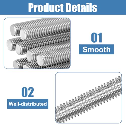 AOOSU Gewindestange M6 x 200mm, 6 Stück Vollgewindestange 304 Edelstahl Gewindestab Rechtsgewinde, Gewindestangen für Möbel- und Maschinenmontage