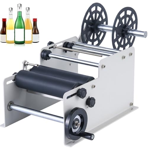 Etiquetadora manual de acero inoxidable para latas y botellas cilindricas