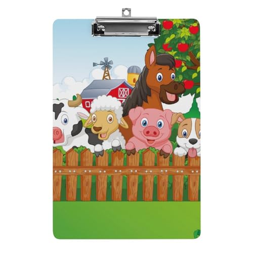 Planchettes à pince pour enfants, collection d'animaux de la ferme, planche à pince légère en acrylique, format A4, peut contenir 21,6 x 31,8 cm pour enseignants, étudiants, femmes, hommes, filles,